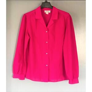 Vintage Joanna Button Down Blouse Pink Long Sleeve Sz 14 made in USA